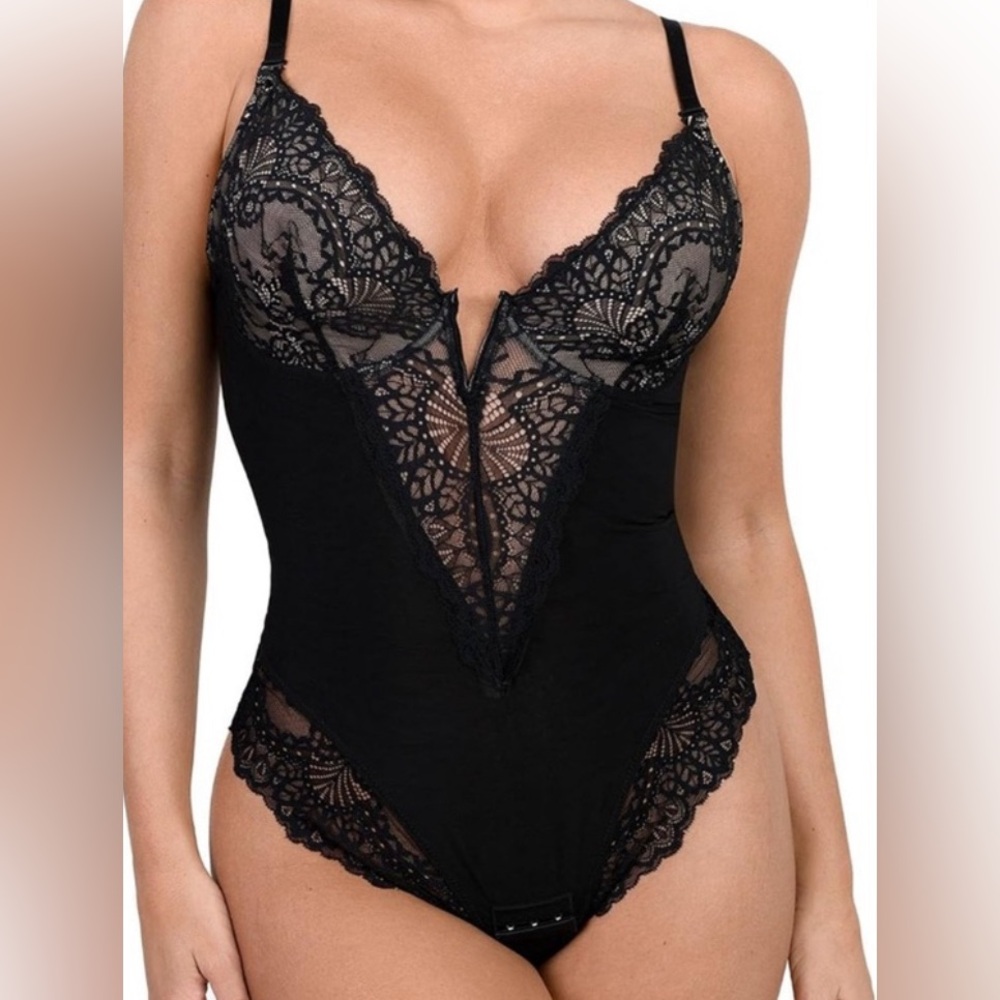 Popilush Lace Deep-V Neck Bodysuits